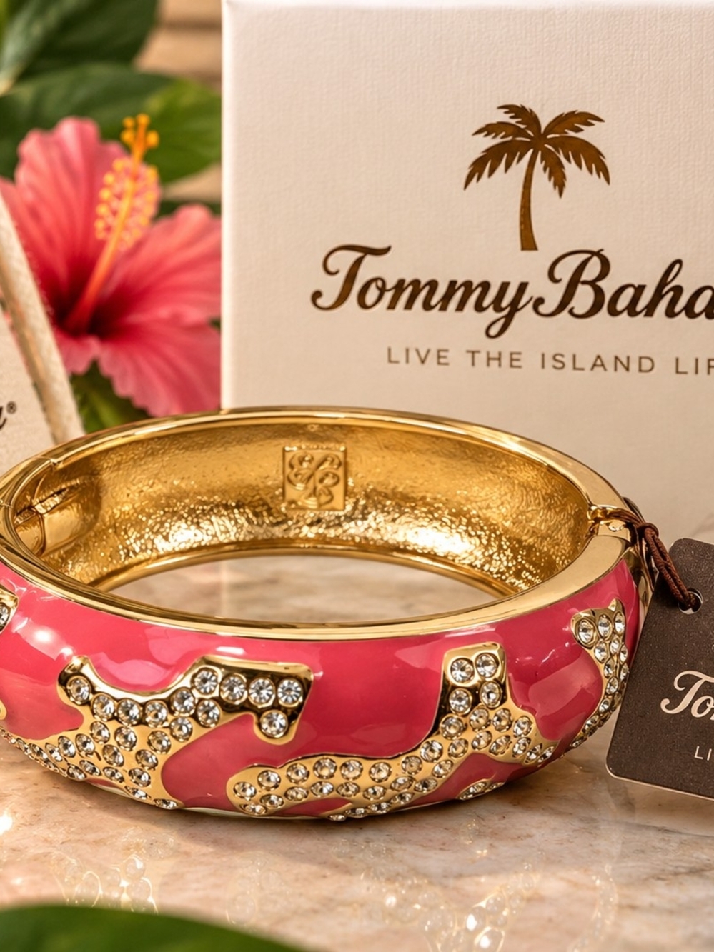 Tommy Bahama Pink Crystal Accent Bangle Bracelet